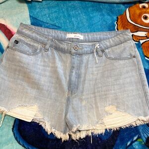 Kancan Faded Blue Frayed Hem Jean Shorts 15